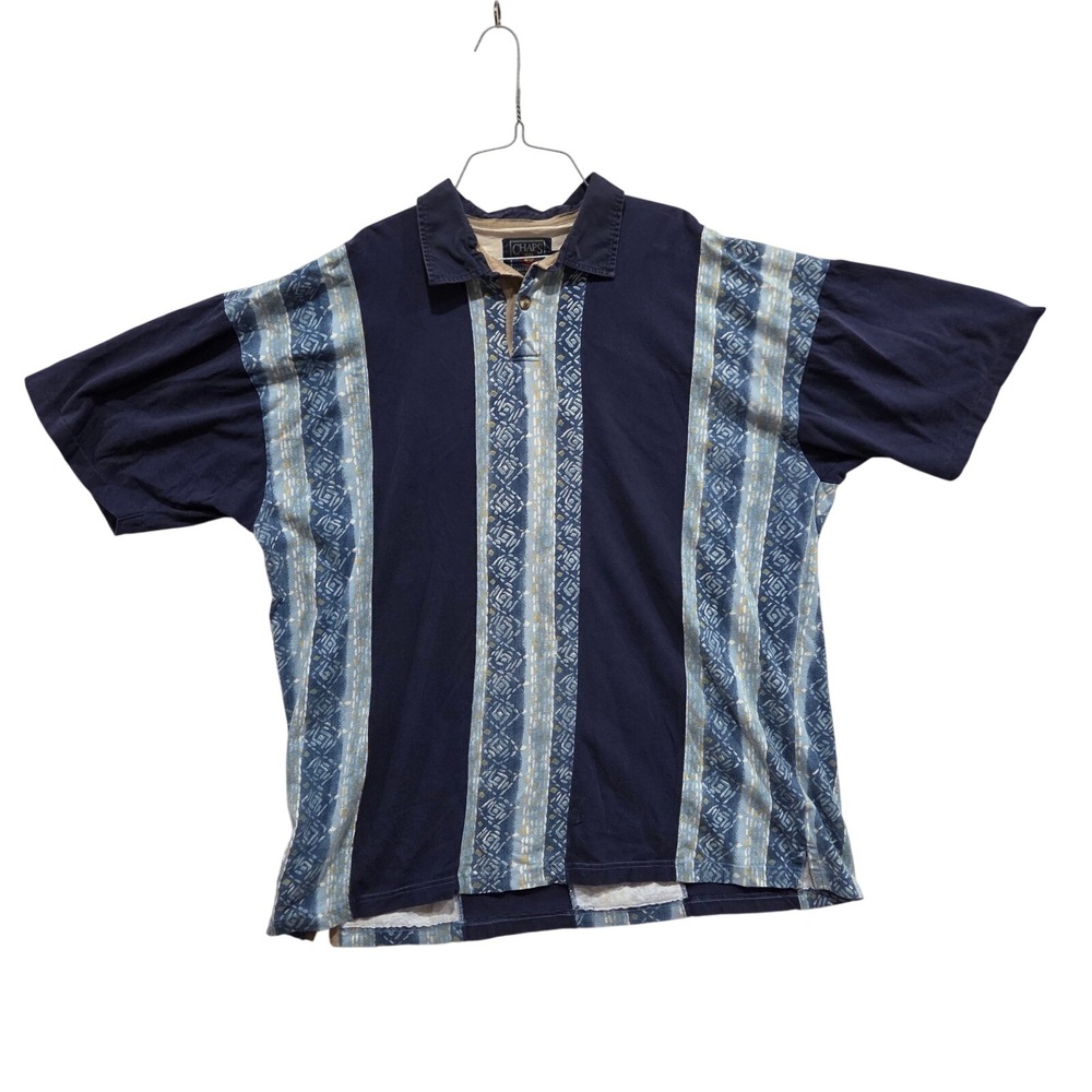 Vintage 90s Y2K Chaps Ralph Lauren Blue Striped Polo Shirt XL Tall  Grandpacore